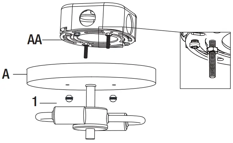 Testing the ceiling canopy fit to the crossbar assembly