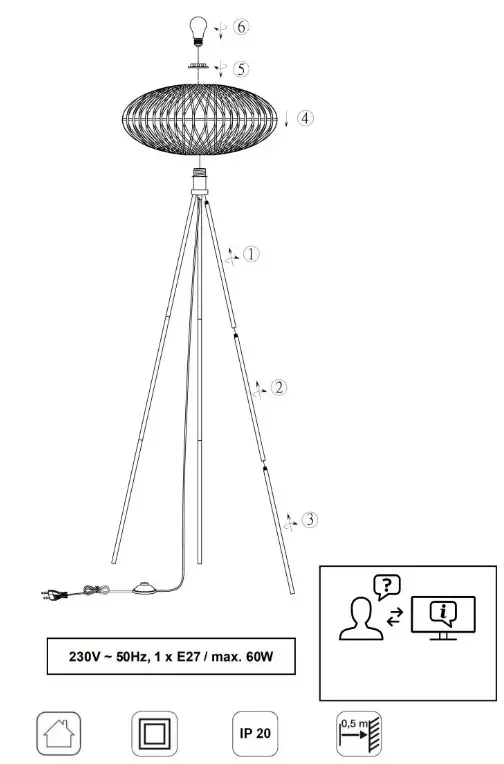 TRIO Leuchten GmbH 412300136 Hedda Floor Lamp Nature - fig 1