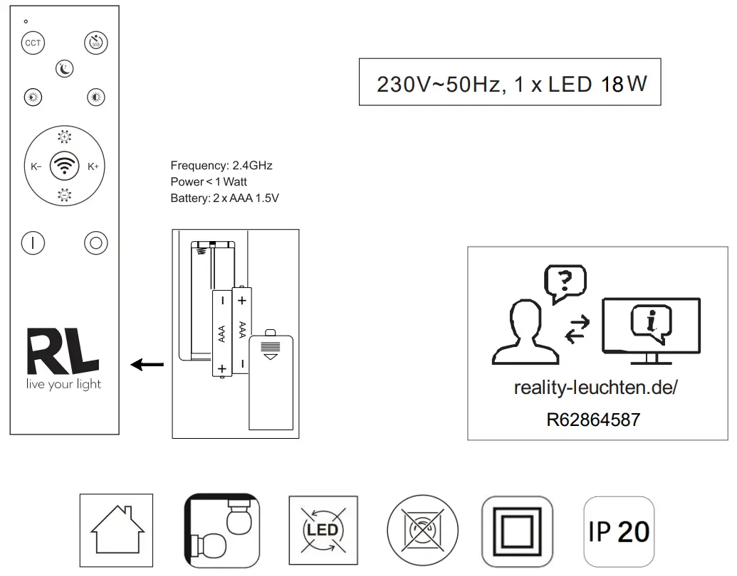 RL R62864587 Gamma Ceiling Light - fig1