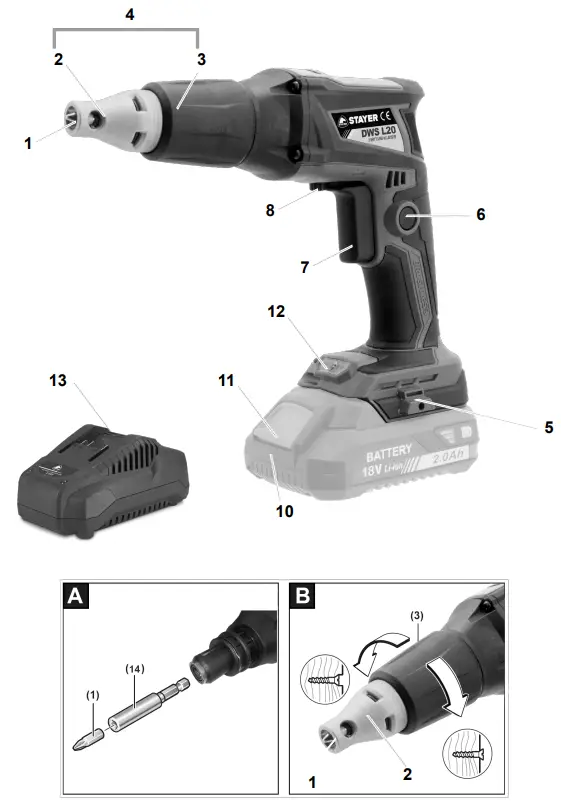 STAYER 384B Electric Drywall Screwdriver - Fig1