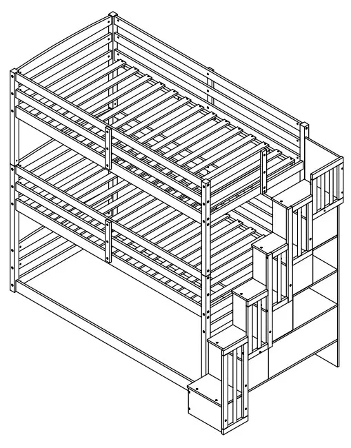 Angel Sar AD000158 Bunk Bed with Stair