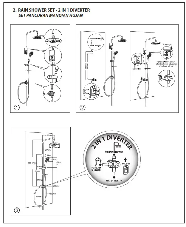 Rubine FLUSSO Series Water Heater - DIVERTER