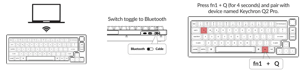 Keychron Q2 Pro Bluetooth Mechanical Keyboard - bulooth