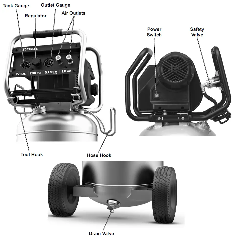 FORTRESS-56403-27-Gallon-Oil-Free-Portable-High-Performance-Series-Air-Compressor-FIG-4