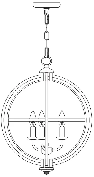 RUE FINE TD60002C 3 Light Chandelier