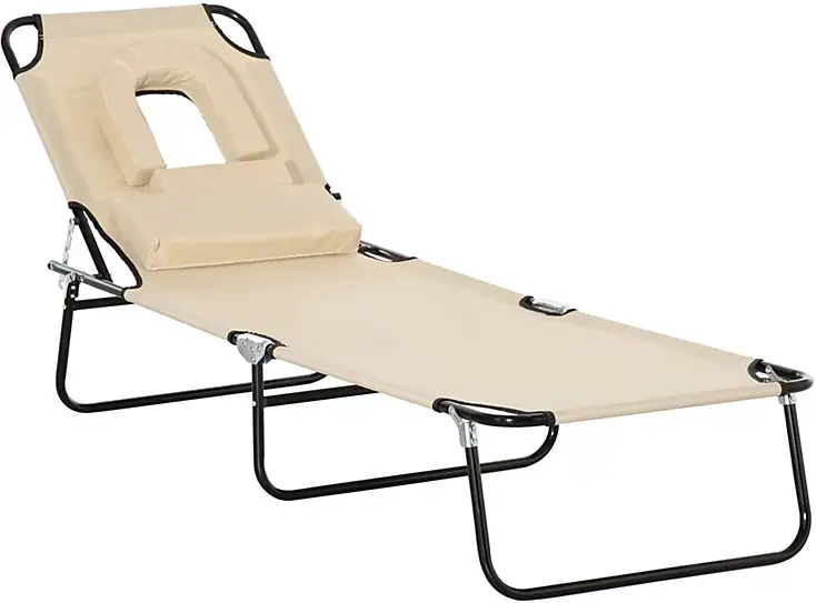 Outsunny Reclining Sun Lounger With Pillow