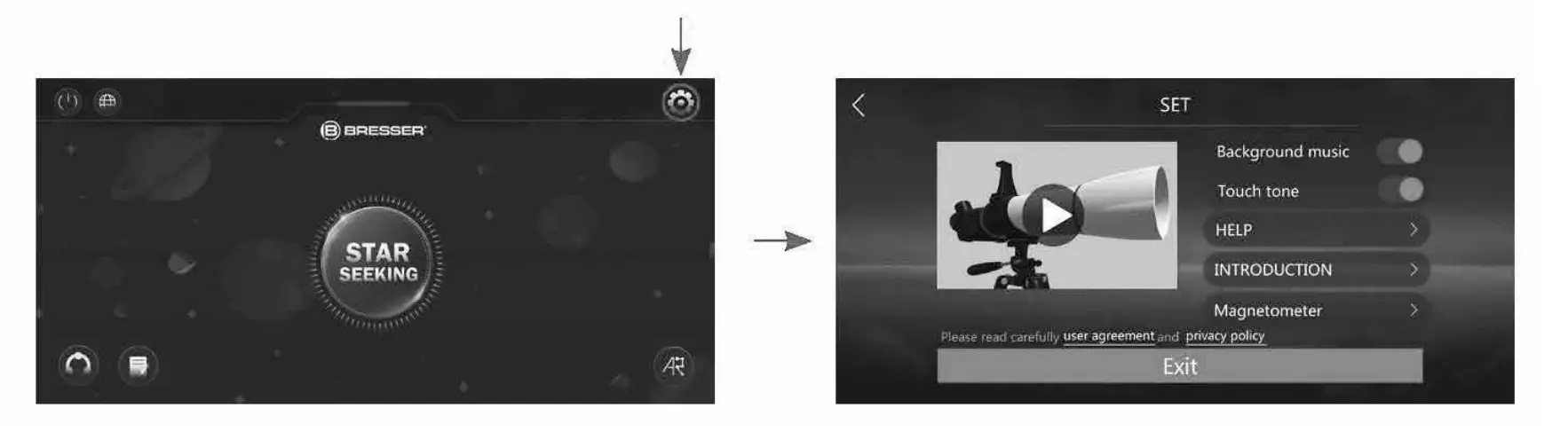 How to install & use the BRESSER AR Telescope app