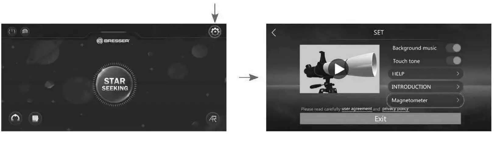 How to install & use the BRESSER AR Telescope app