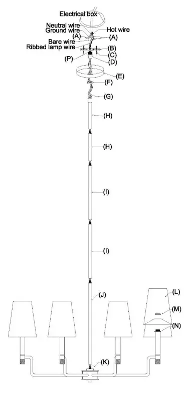 ETHAN ALLEN 09-3054 Turnbull Chandelier