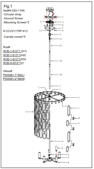 GEORGE KOVACS P5385-613 Charming 5-Light Polished Nickel Cage Pendant Light - Figure1