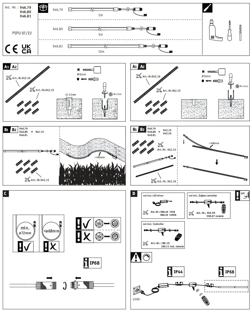 Paulmann 946.79 Plug and Shine LED Strip Smooth Individual Strip - fig 1