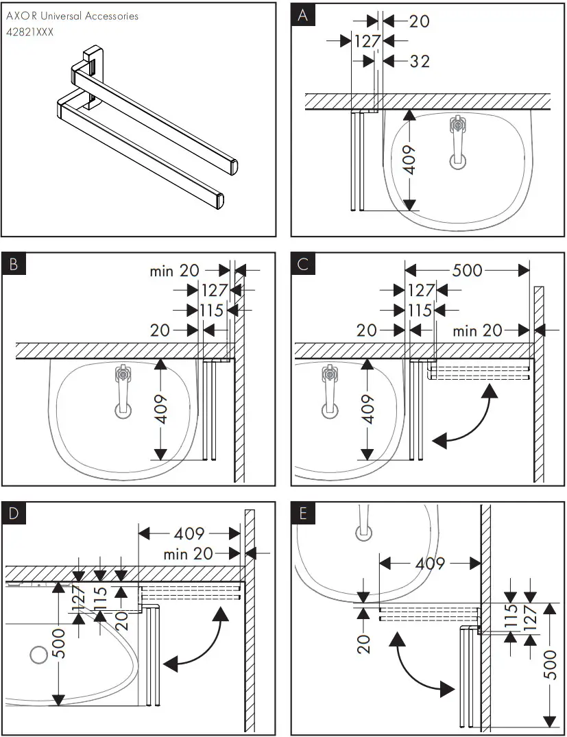 AXOR 42821XXX Universal Circular Universal Towel Holder - Figure 5