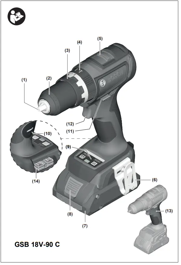 BOSCH GSB 18V 90 C Cordless Drill or Driver - Figure 1