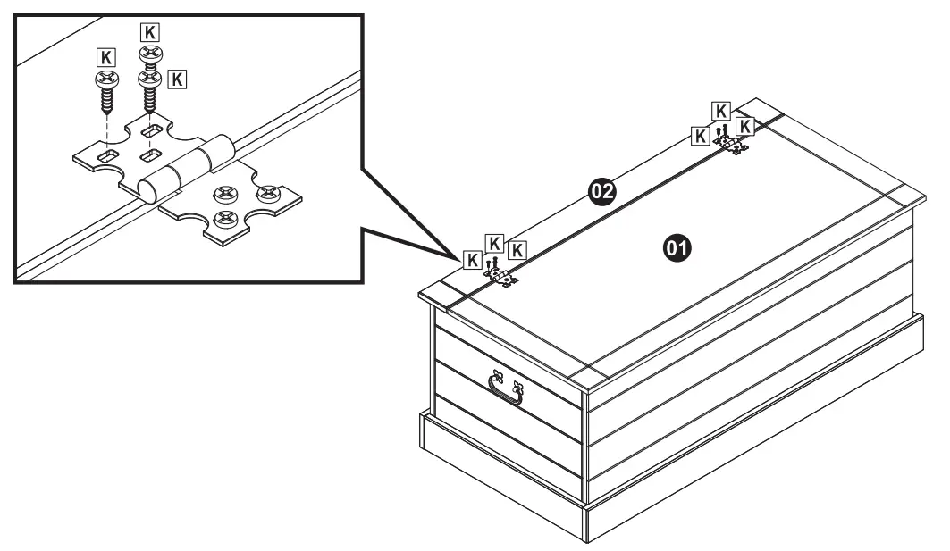 Sunnydaze DECOR AGR-386 Gray Wood Storage Trunk - ASSEMBLY 11