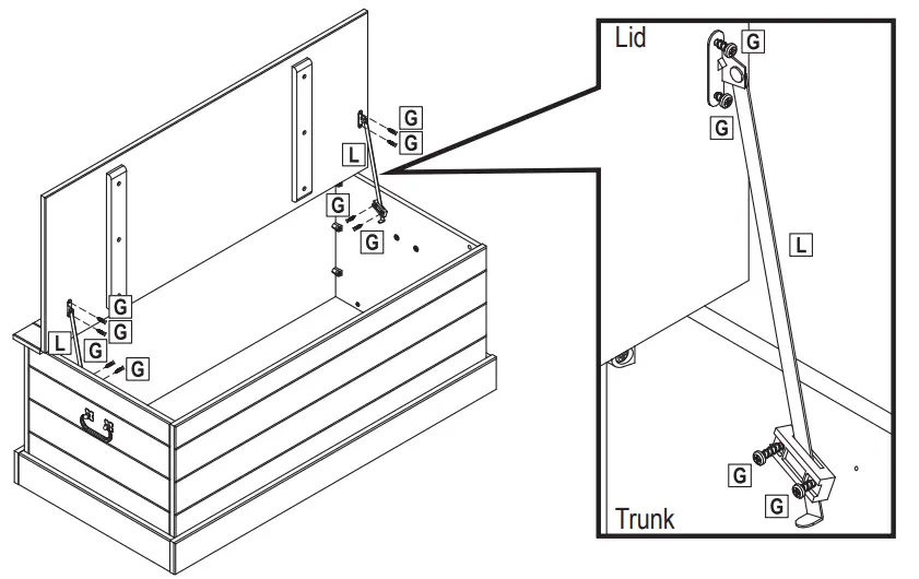 Sunnydaze DECOR AGR-386 Gray Wood Storage Trunk - ASSEMBLY 12