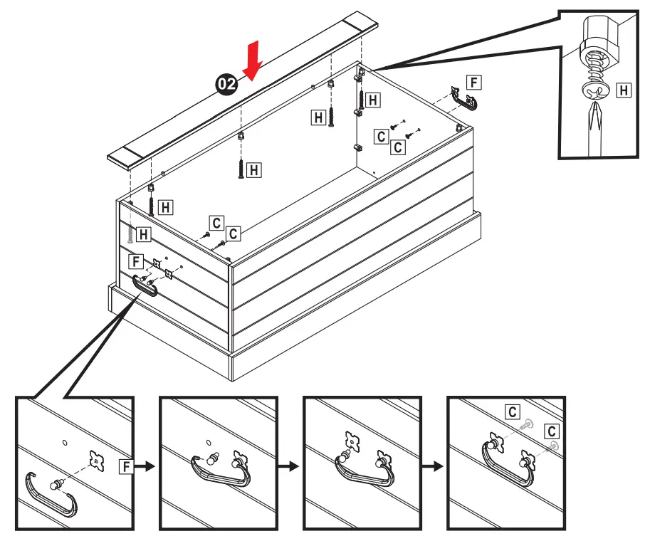 Sunnydaze DECOR AGR-386 Gray Wood Storage Trunk - ASSEMBLY 9