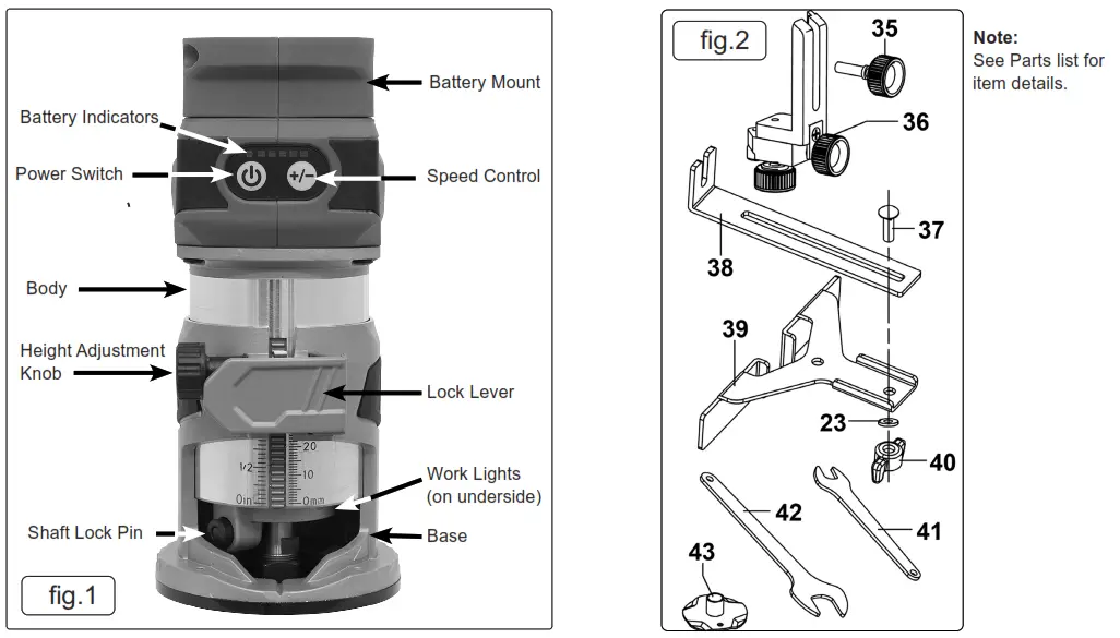 SEALEY CP20VTR 20V SV20 Series Cordless Trimming Router - Fig1