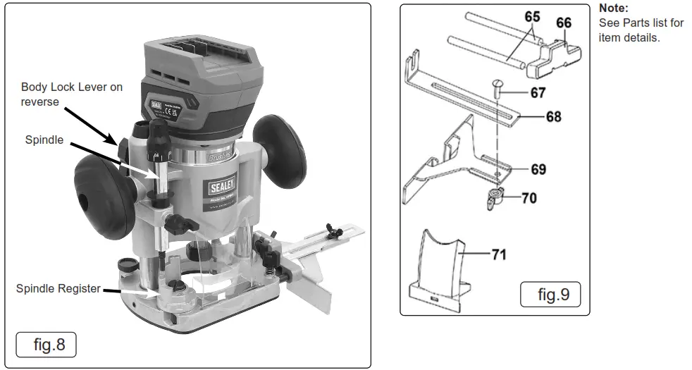 SEALEY CP20VTR 20V SV20 Series Cordless Trimming Router - Fig8