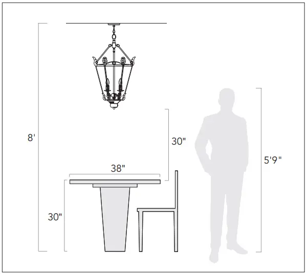GOLDEN LIGHTING 8322-6SF Kamila 6 Light Gold Semi Flush Ceiling Light - Dimension 1