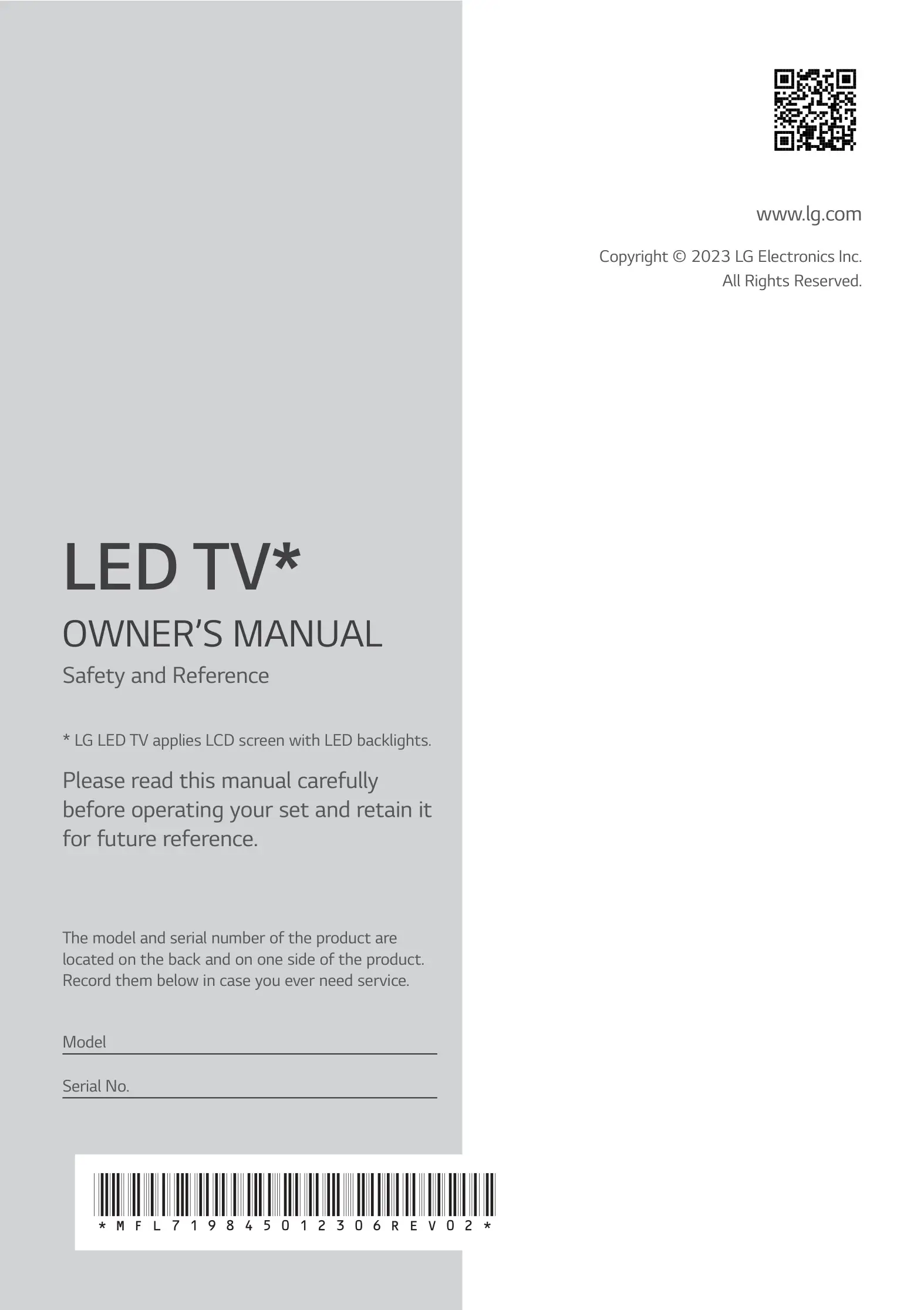 LG 55UQ7570PUJ LED 4K UHD Smart TV Owner's Manual
