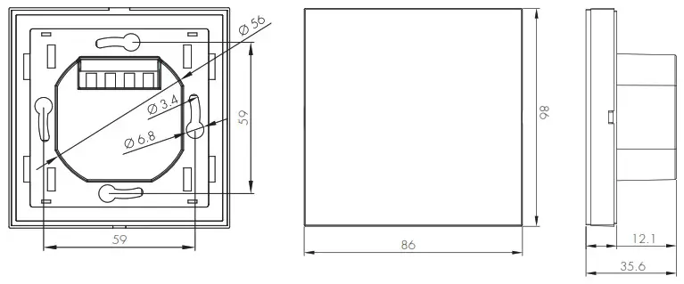 HYTRONIK HBP02 Touch Panel with 5 0 SIG Mesh - Mechanical Structure & Dimensions 1