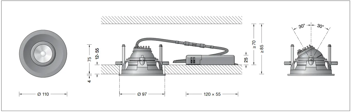 BEGA 51250.1 LED Recessed Ceiling Downlight - Fig1