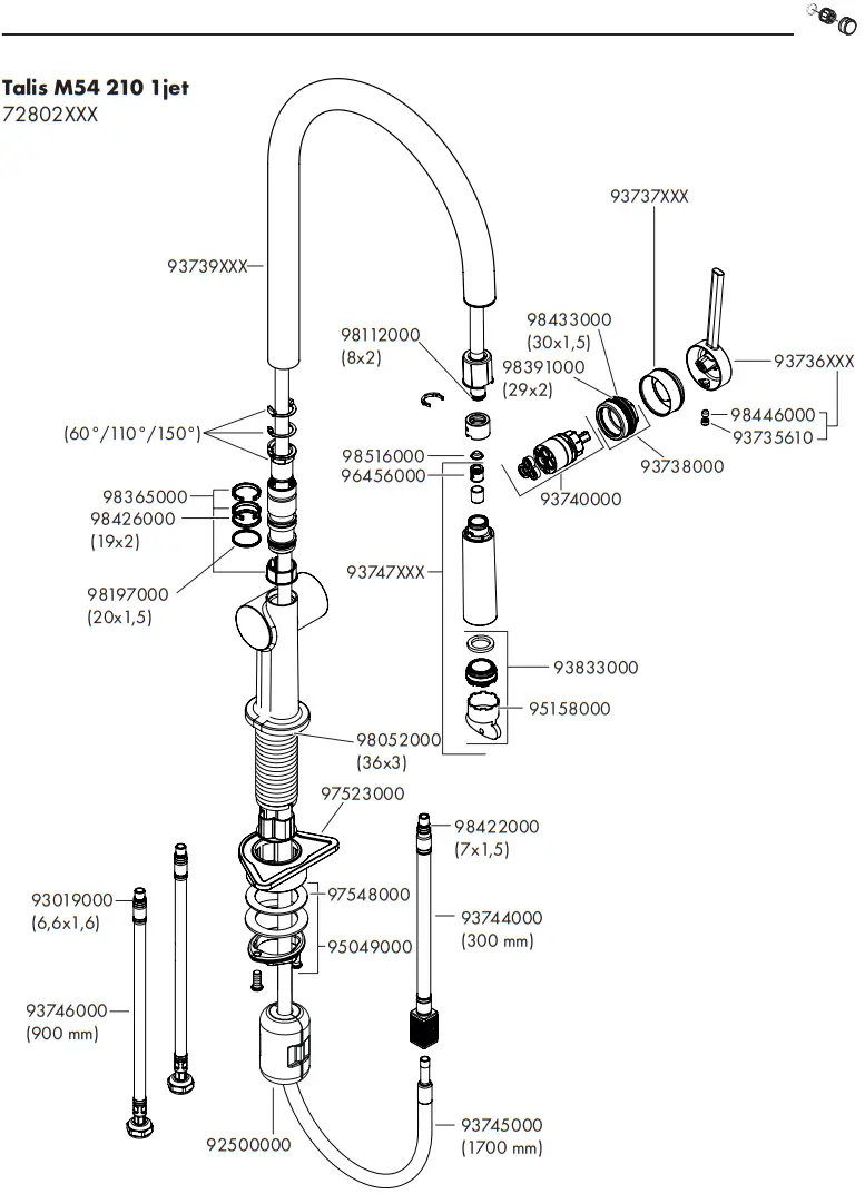 hansgrohe 72800XXX Talis M54 210 2jet Single Lever Kitchen Mixer - Fig 13