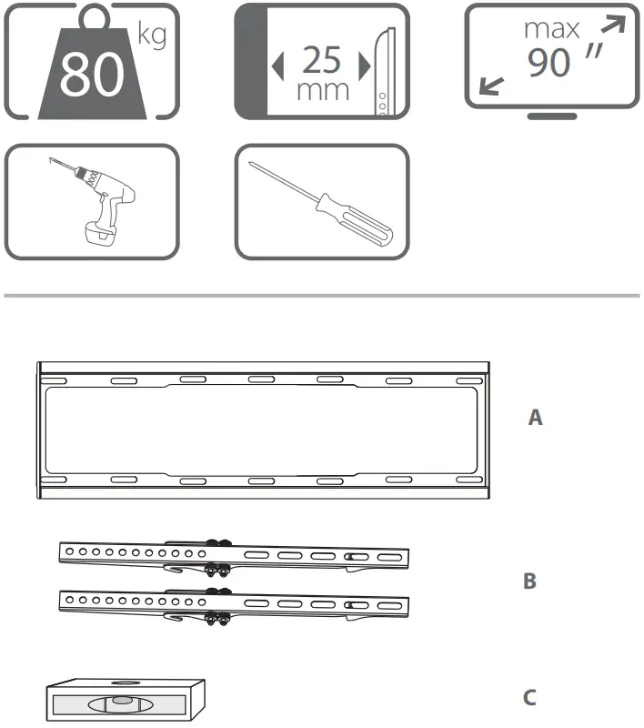 ONE FOR ALL WM2621 Smart Tilting TV Wall Mount - Package Content