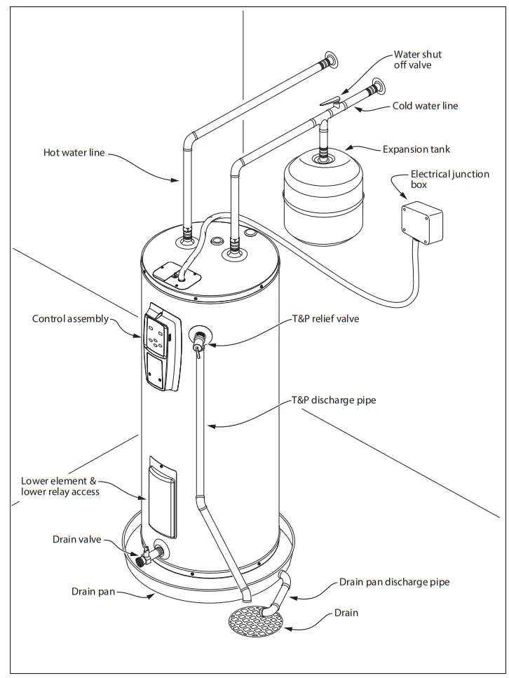 Unbranded 100354544 Residential Electronic Thermostat Electric Water Heater - Drain pan
