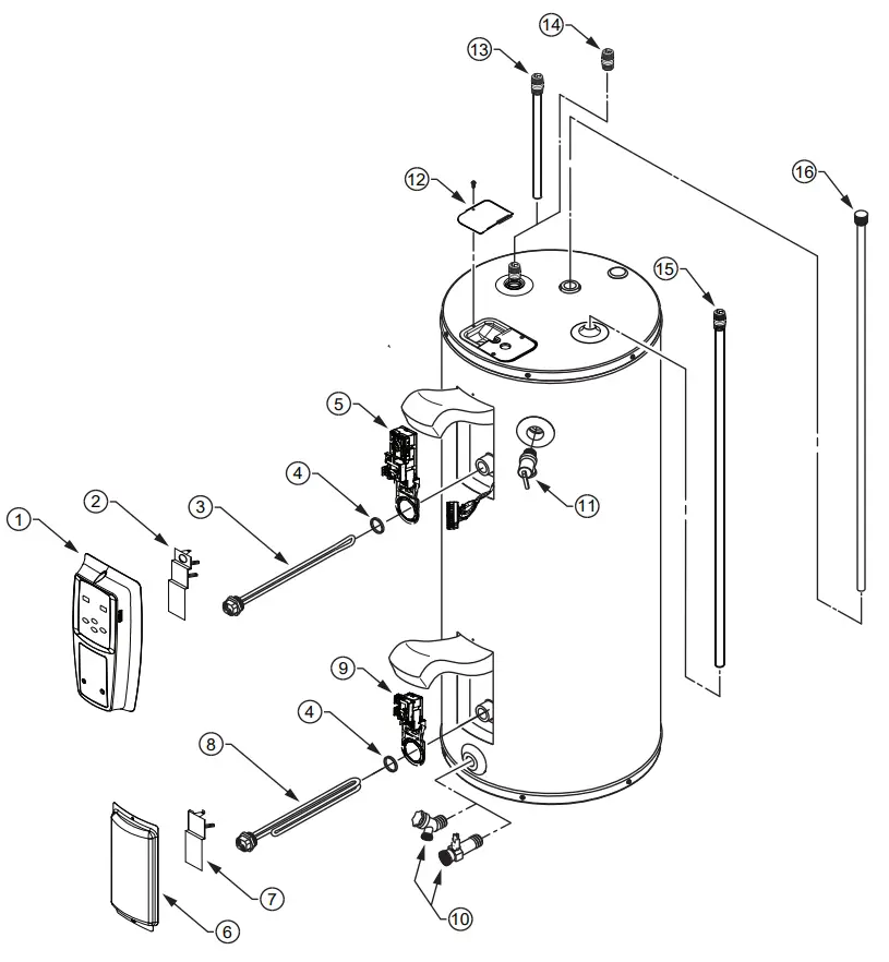 Unbranded 100354544 Residential Electronic Thermostat Electric Water Heater - Repair Part IllustraƟ on