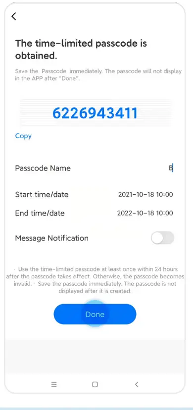 P42 Blusafe Smart App - passcode 10