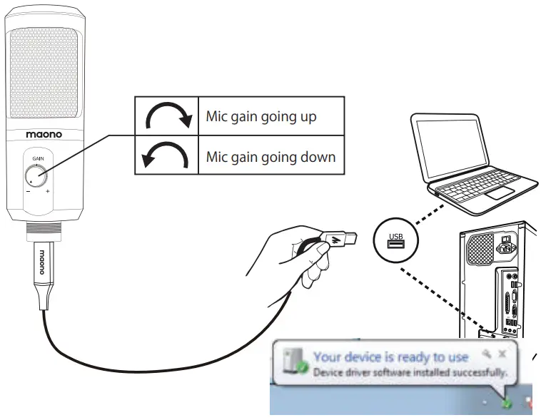 maono AU PM461S USB Microphone Boom Arm set - Connect to Computer