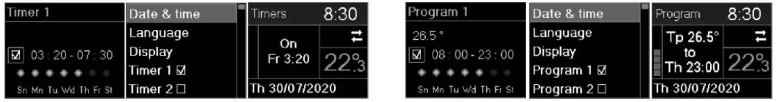 ELDOM RH RH01W Electric Wall Mounted Convector Heater with Electronic Control - operating modes3