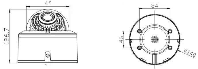 EverFocus EHA1281 eZ.HD Series 1080p Dual Power FHD IP66 IR Dome Camera - Dimensions