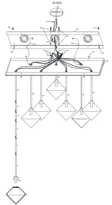 ETHAN ALLEN 09-3623 Tallie Glass Bulb Chandelier