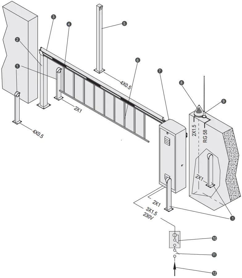 telcoma automations RAP 6 Electromechanical Barrier - OVERALL MEASUREMENTS