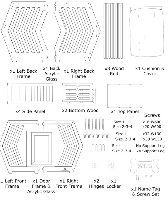 WLO Hexxon Crate Series Walnut and Ivory Hexxon Modern Dog Crate - fig