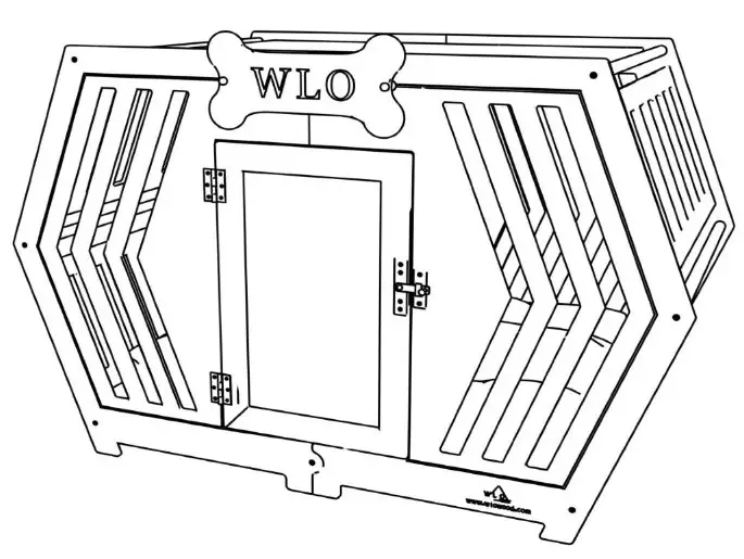 WLO Hexxon Crate Series Walnut and Ivory Hexxon Modern Dog Crate