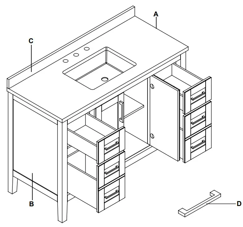 HOME DECORATORS COLLECTION Sepal 48 Inch Bath Vanity - PACKAGE CONTENTS