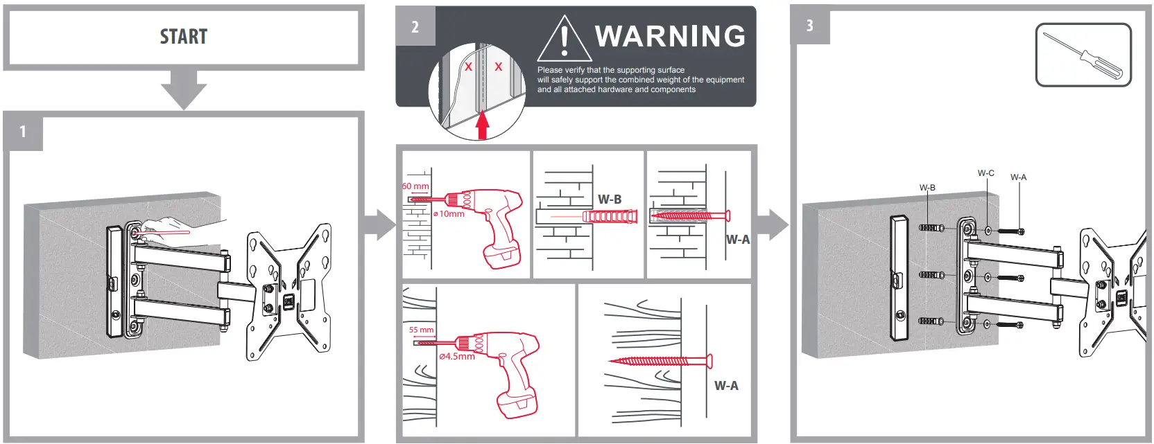 ONE FOR ALL WM2451 Smart Full-Motion TV Wall Mount - Mounting