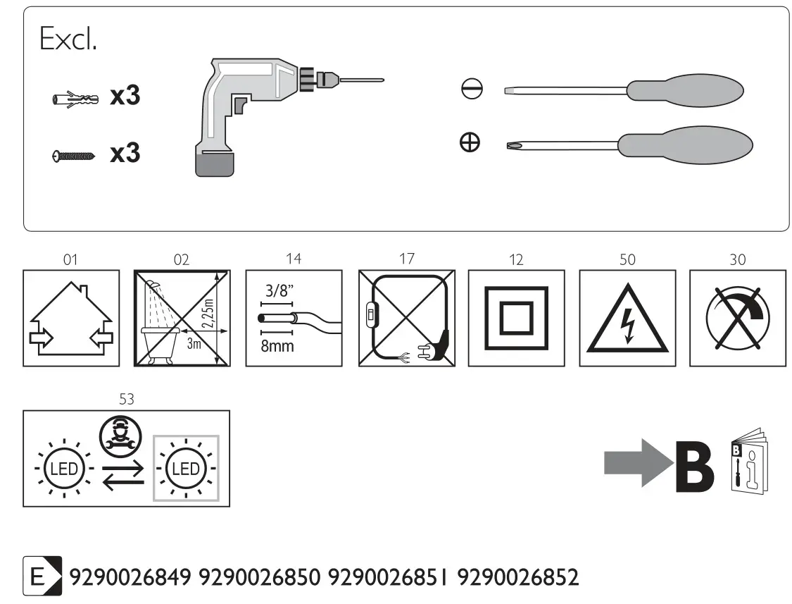 WiZ 2767158 SuperSlim LED Wi-Fi Ceiling Light - Parts list
