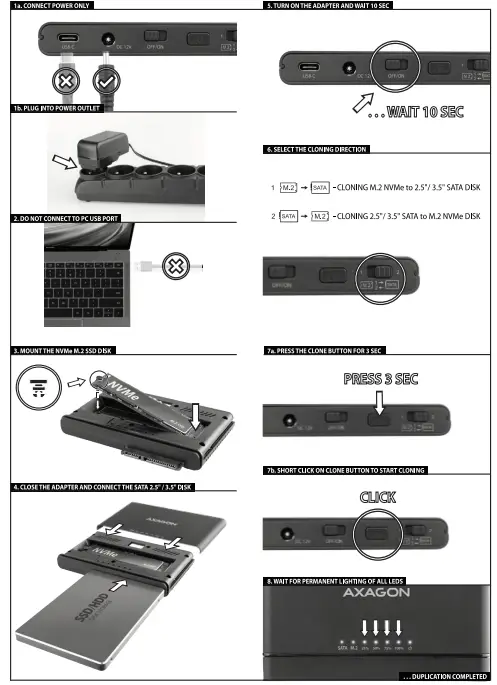 AXAGON ADSA CC Superspeed USB C 10Gbps CloneMaster Adapter 2