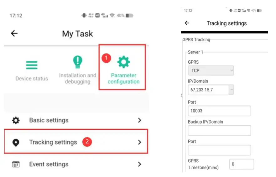 meitrack TA255 Series Solar Asset Tracker User Guide - Configuring GPRS Parameters