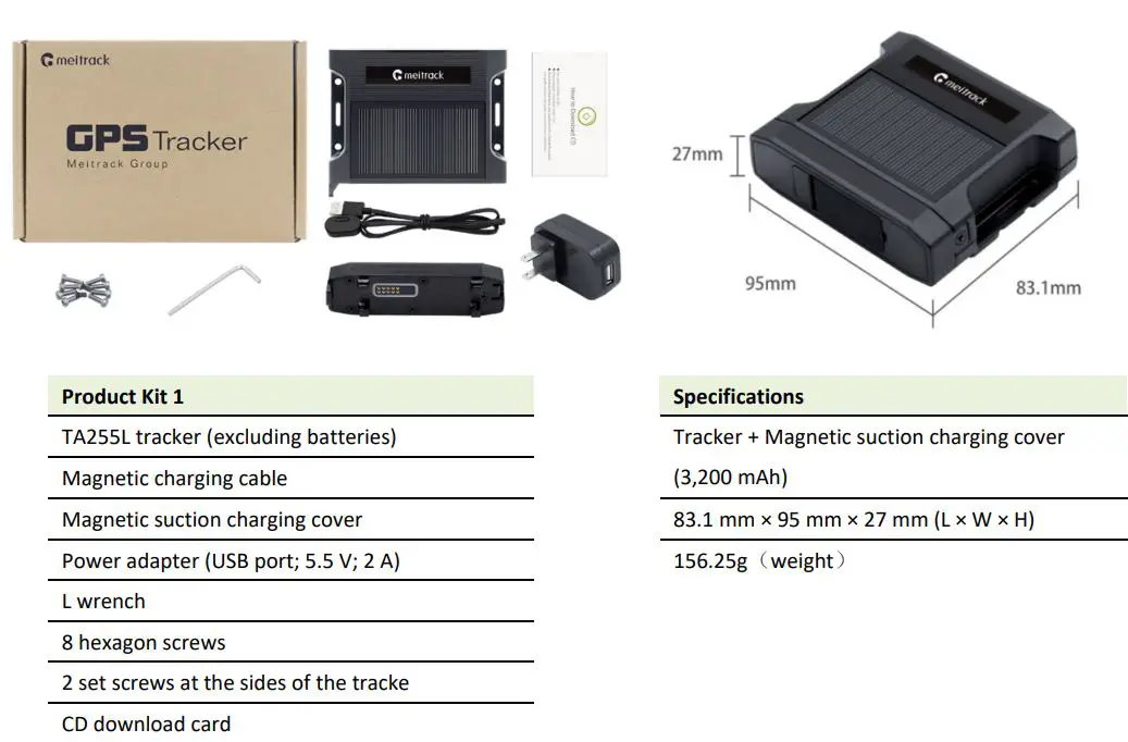 meitrack TA255 Series Solar Asset Tracker User Guide - Product Kit 1