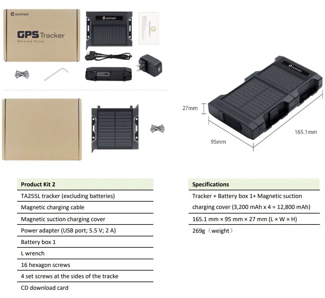 meitrack TA255 Series Solar Asset Tracker User Guide - Product Kit 2