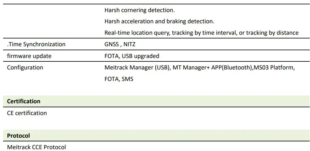 meitrack TA255 Series Solar Asset Tracker User Guide - Product Specifications