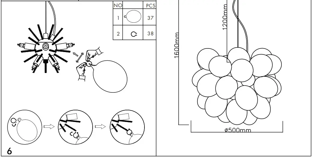 QAZQA 102337 Uvas HL 8 Round - Product overview 2