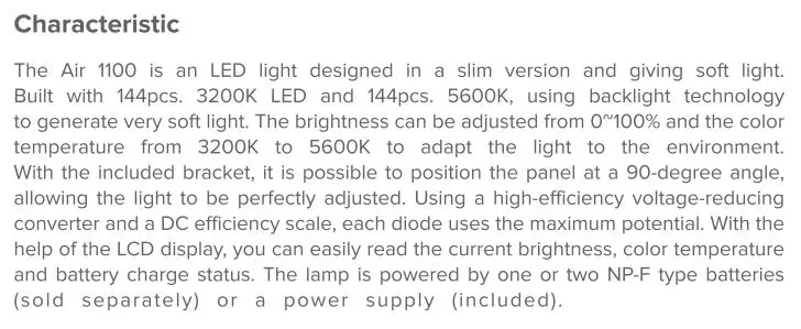Newell Air 1100 LED Light User Manual - Product Description