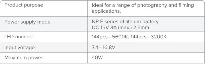 Newell Air 1100 LED Light User Manual - Specification