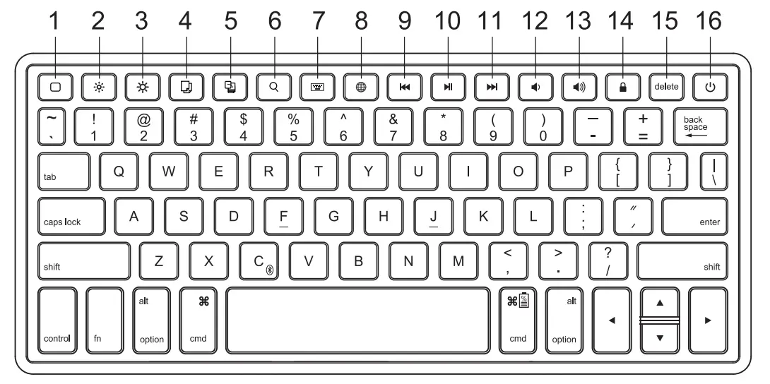 J BURROWS JB102KBTCH Keyboard Folio with Touch Pad - Key